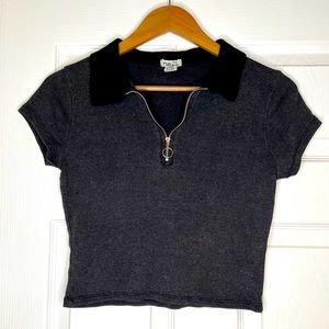 Y2K zipper collared crop top